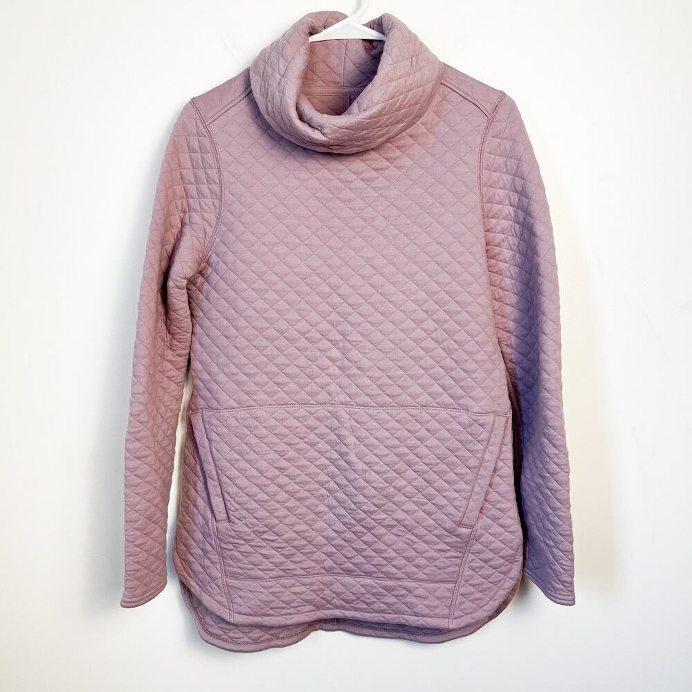 Duluth Trading Co. Quilted Cowl Neck Tunic Sweatshirt Pink XS Outdoor Winter